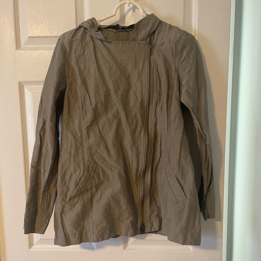 Eileen Fisher Asymmetrical Zip Up Jacket